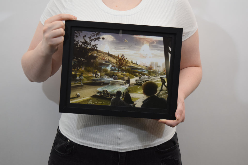 Fallout 4 Nuclear Blasts Hit Boston Concept Art (Framed Poster)