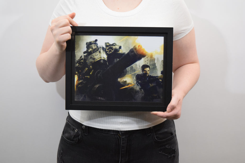 Fallout 4 Brotherhood Knight and the Sole Survivor Concept Art (Framed Poster)